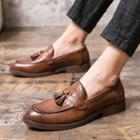 Cutout Tasseled Faux-leather Loafers