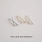 Rhinestone Cross Hair Clip / Faux Pearl Cross Hair Clip