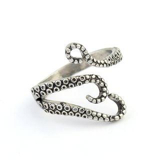Stainless Steel Octopus Open Ring Silver - Us Size 18