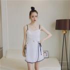 Set: Cropped Spaghetti Strap Top + Wrapped A-line Skirt