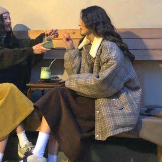 Check Fleece Loose-fit Jacket