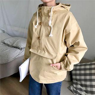 Drawstring Half Zip Hooded Jacket