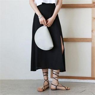 Slit-side Flare Long Skirt