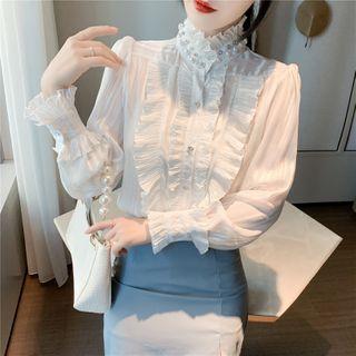 Mock-neck Ruffled Blouse