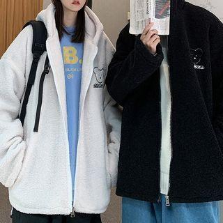 Couple Matching Hooded Zip-up Fleece Jacket
