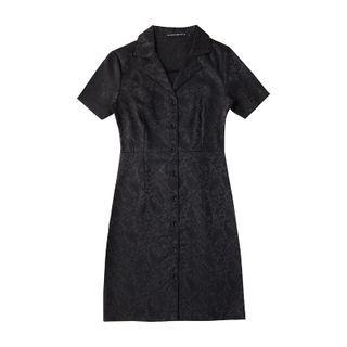Short-sleeve Jacquard Mini Collared Dress