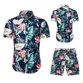 Set: Leaf Short-sleeve Shirt + Shorts
