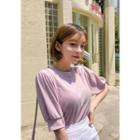 Puff-sleeve Pastel Color Top