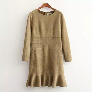 Long-sleeve Faux-suede Dress