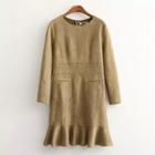 Long-sleeve Faux-suede Dress