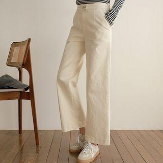 Double-button Stitched Wide-leg Pants