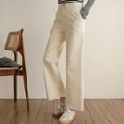 Double-button Stitched Wide-leg Pants
