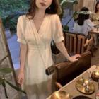 Short-sleeve V-neck Midi A-line Dress / Mini A-line Dress