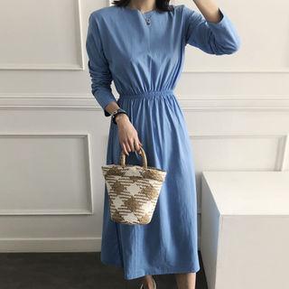 Shirred Long T-shirt Dress