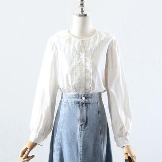 Denim A-line Midi Skirt / Blouse