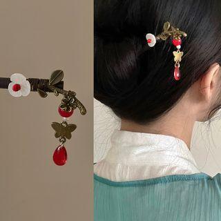 Floral Hair Stick 2831a - Red - One Size