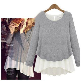 Inset Chiffon Long-sleeve Top