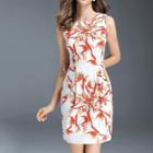 Sleeveless Printed Mini Pencil Dress