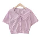 Lace Trim V-neck Short-sleeve Shirt