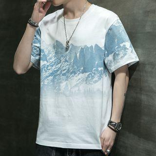 Short-sleeve Scenery Print T-shirt