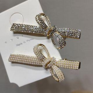 Faux Pearl / Rhinestone Knot Hair Clip