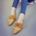 Embellished Furry Pointed Flats