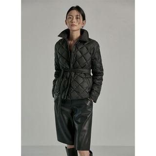 Duck Down Quilted Jacket With Belt