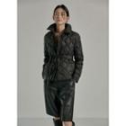 Duck Down Quilted Jacket With Belt
