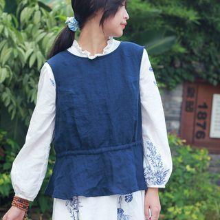 Drawstring Open-back Vest Dark Blue - One Size