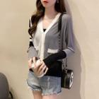 Color Block Light Jacket Gray - One Size