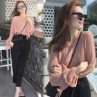 Set: Bell Sleeve Knit Top + Paperbag Waist Pants