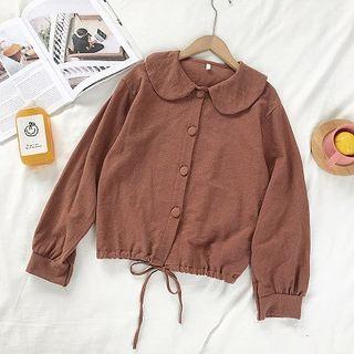 Plain Single-breasted Lace-up Blouse