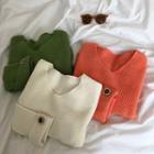 Plain Roll-up Long-sleeve Sweater