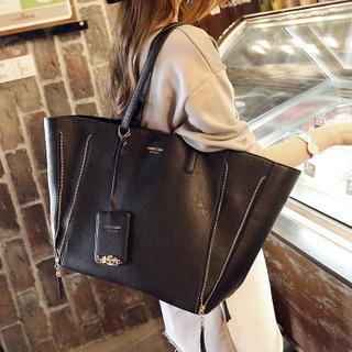 Faux-leather Tote + Zip Clutch