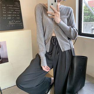 Long-sleeve Zip-up T-shirt / Wide Leg Pants