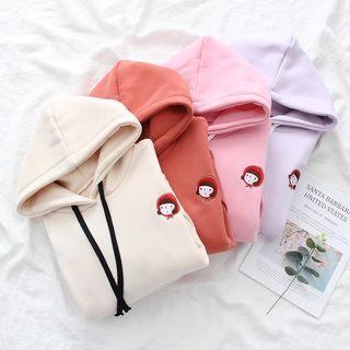 Ruffle Trim Embroidered Hoodie
