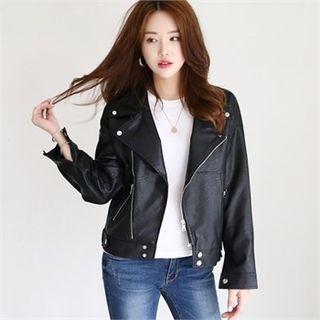 Faux-leather Rider Jacket Black - One Size