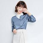 Asymmetrical Collar Loose-fit Long-sleeve Shirt