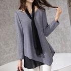 Long-sleeve Layered Top With Light Scarf