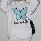 Lettering Butterfly Hooded Sweatshirt