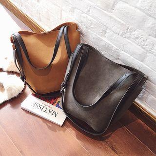 Set: Faux Suede Tote + Pouch