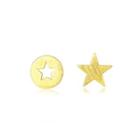 Sterling Silver Plated Gold Simple Fashion Stars Geometric Round Stud Earrings Golden - One Size