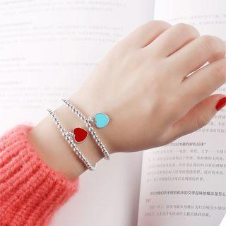 925 Sterling Silver Heart Shape Pendant Bracelet