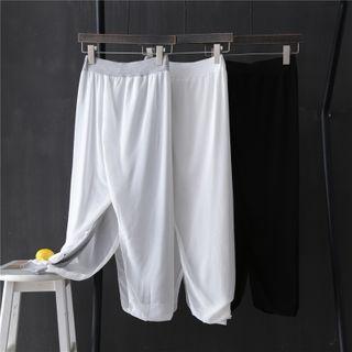 Band-waist Chiffon Panel Cropped Harem Pants