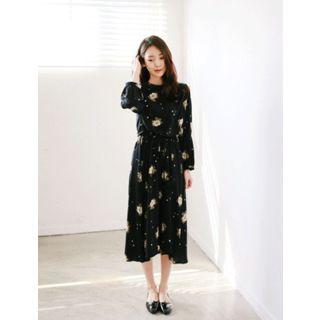 Floral Pattern Chiffon Midi Dress