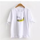 Banana Print Frill Hem Short Sleeve T-shirt