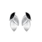 Fashion Elegant Leaf Chrysoberyl Cat Eye Opal Stud Earrings Silver - One Size