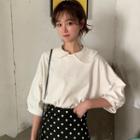 3/4-sleeve Peter Pan Collar T-shirt