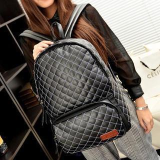 Faux-leather Quilted Backpack