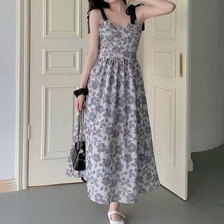 Sleeveless Floral Lace Up Dress